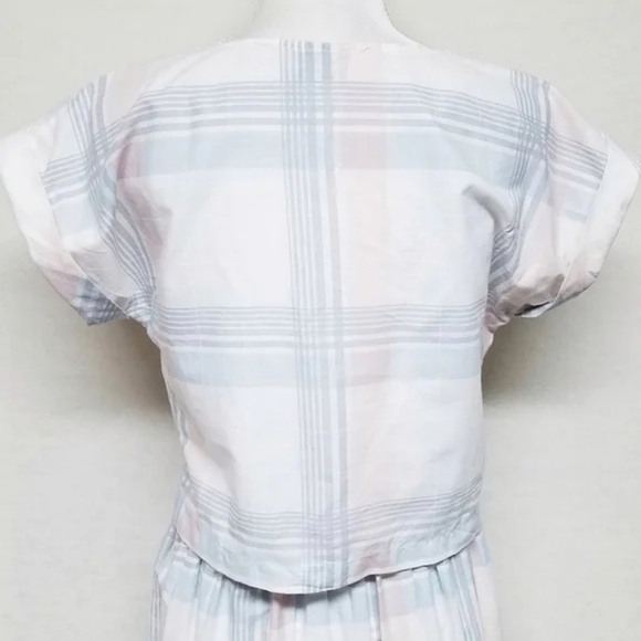 VINTAGE Joni Blair Pastel Pink Blue Checkered Plaid Cropped Top Dress Outfit - Picture 12 of 16